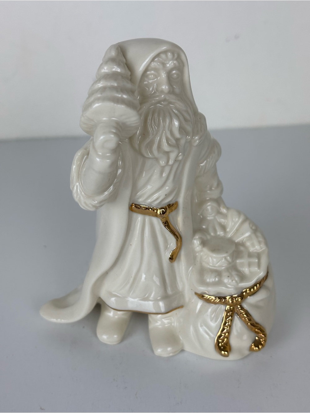 Lenox White Ceramic Santa Figurine with Gold Accents